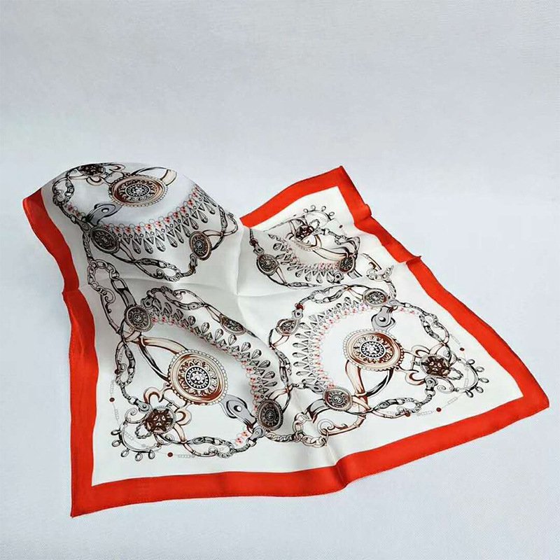 Ladies silk scarf digital printing pattern satin silk custom printing handkerchief summer headscarf wholesale custom square