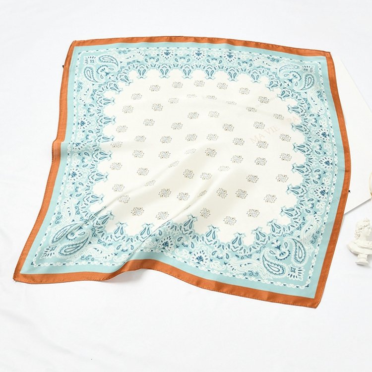 Multicolor Women Small MOQ Wholesale Luxury Elegant Brand Wrap Handkerchief Bandanas Soft Square Satin Silk Scarf For Women