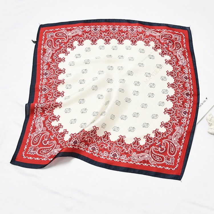 Multicolor Women Small MOQ Wholesale Luxury Elegant Brand Wrap Handkerchief Bandanas Soft Square Satin Silk Scarf For Women