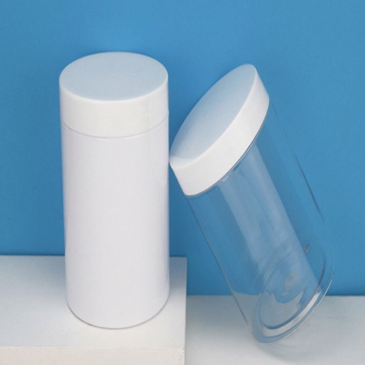 White Screw Cover Pet Plastic Cream Jar Empty White Round Shaped Plastic Jar
