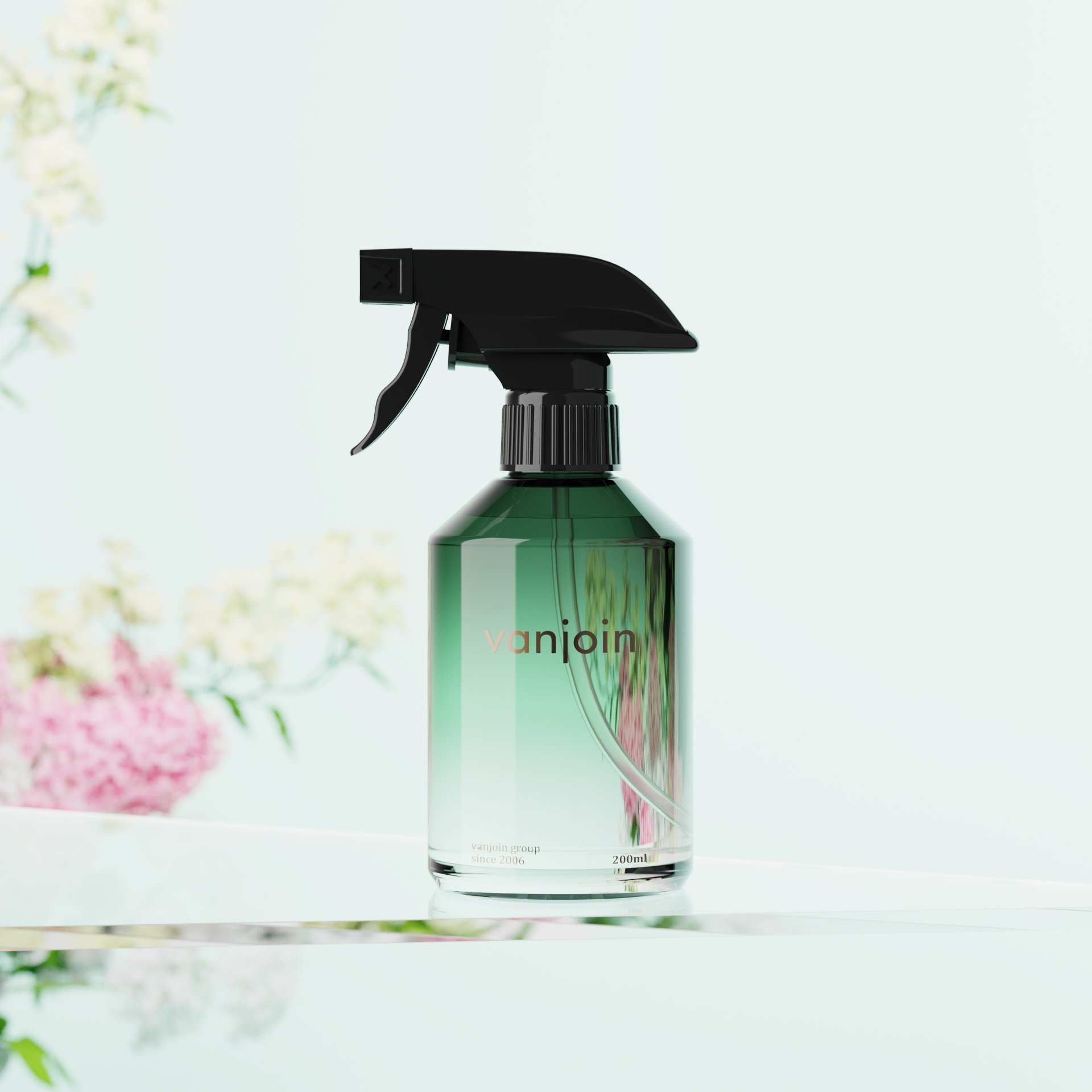 Luxury 200ML Empty Boston Round Clear Room Glass Spray Bottle with Trigger Sprayer and Custom Box for Cleaning