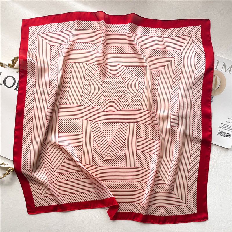 Luxury Brand geometry Printed Twill Silk Scarf Women Square Hijab Head Scarves 70*70cm Ladies Neck Hair Foulard Handkerchief