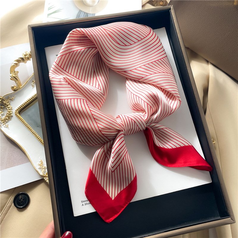 Luxury Brand geometry Printed Twill Silk Scarf Women Square Hijab Head Scarves 70*70cm Ladies Neck Hair Foulard Handkerchief
