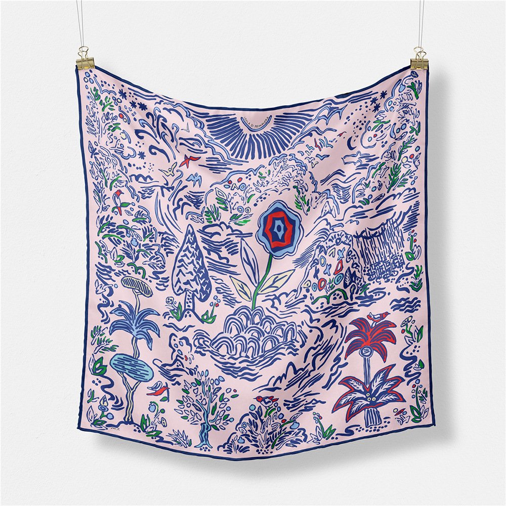 Hot Selling Luxury Retro Plant Flower Handkerchief Quick Drying Polyester Fiber Handkerchief For Women