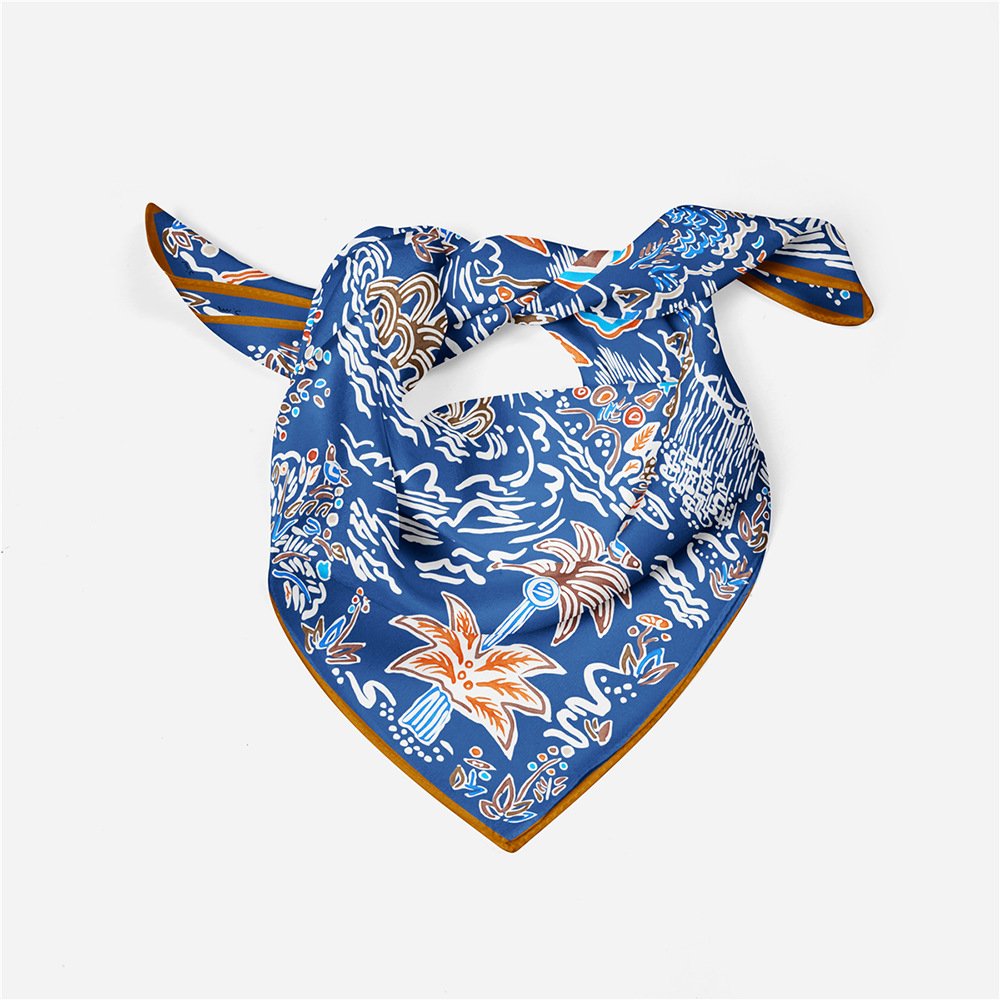 Hot Selling Luxury Retro Plant Flower Handkerchief Quick Drying Polyester Fiber Handkerchief For Women
