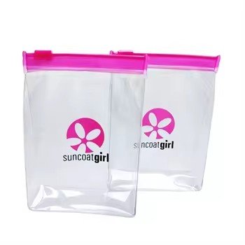 Wholesale custom printed PVC pouch fold up travel pvc storage bags transparent clear EVA travel cosmetic zipper stand up bag