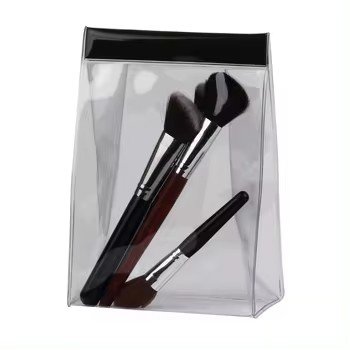 Wholesale custom printed PVC pouch fold up travel pvc storage bags transparent clear EVA travel cosmetic zipper stand up bag