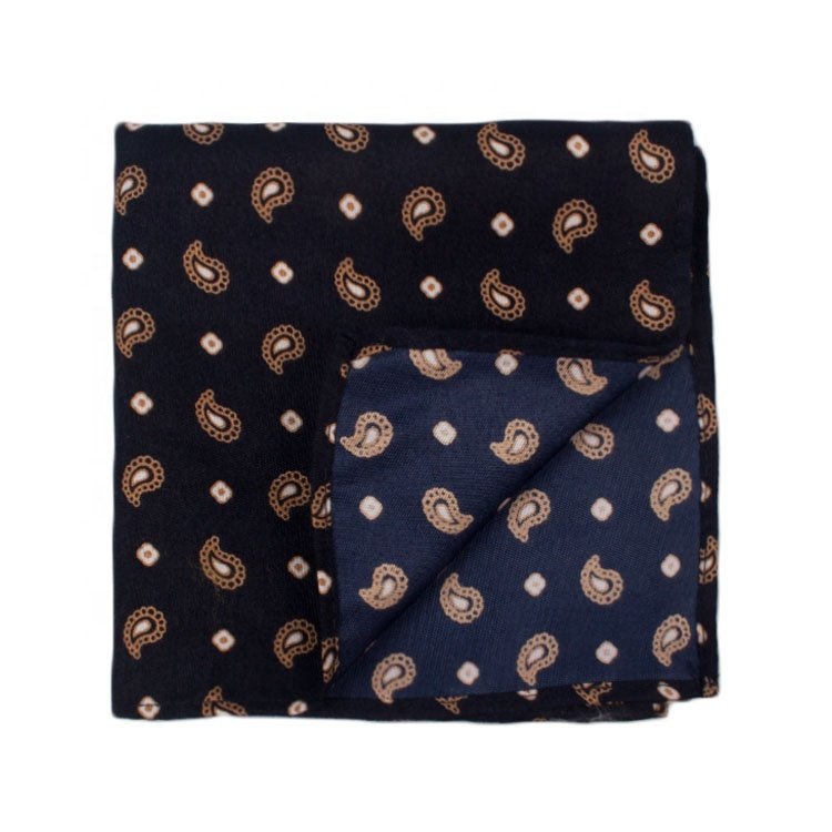 Classic Plaid leaf Polyester Pocket Square 24cm Men Black Hanky Party Daily Handkerchief Tuxedo Gift Accessory