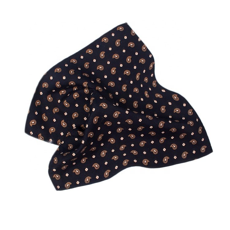 Classic Plaid leaf Polyester Pocket Square 24cm Men Black Hanky Party Daily Handkerchief Tuxedo Gift Accessory