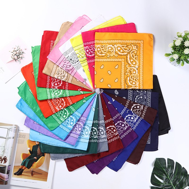 Wholesale Assorted Bandanas Polyester Novelty Double Sided Print Paisley Cowboy Bandana Party Favor Scarf Headband Handkerchiefs