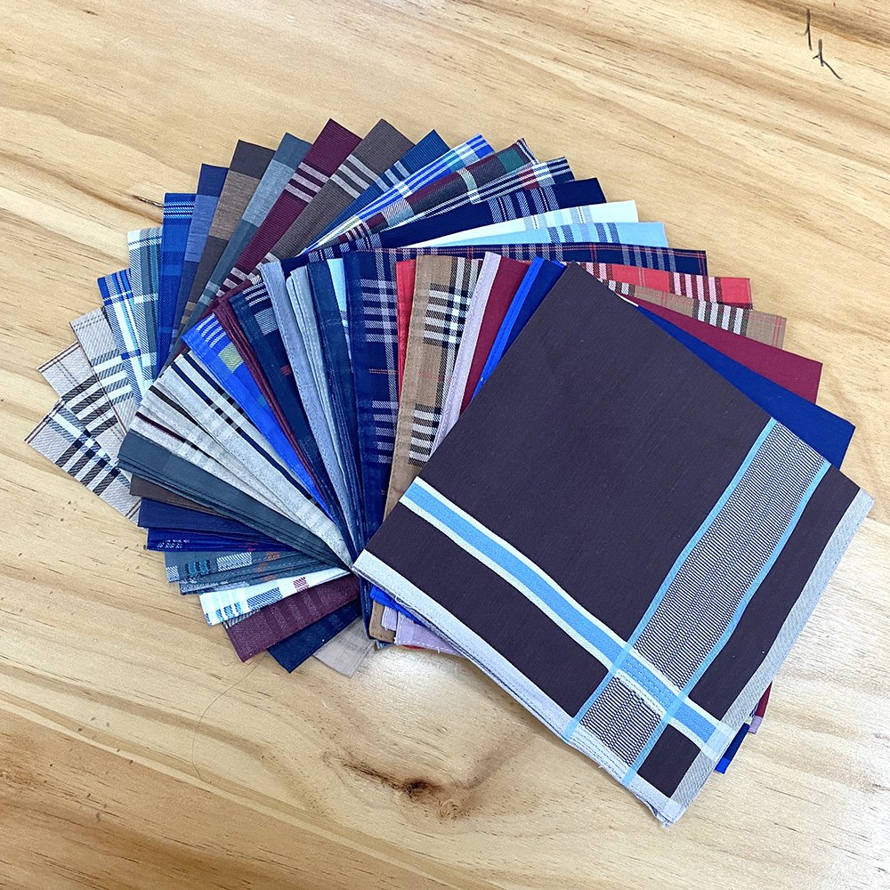 FUBU New Style Popular Stripe Handkerchief Weave Dye Yarn Cotton Pocket Square 43CM 100% Pure Cotton Fabric