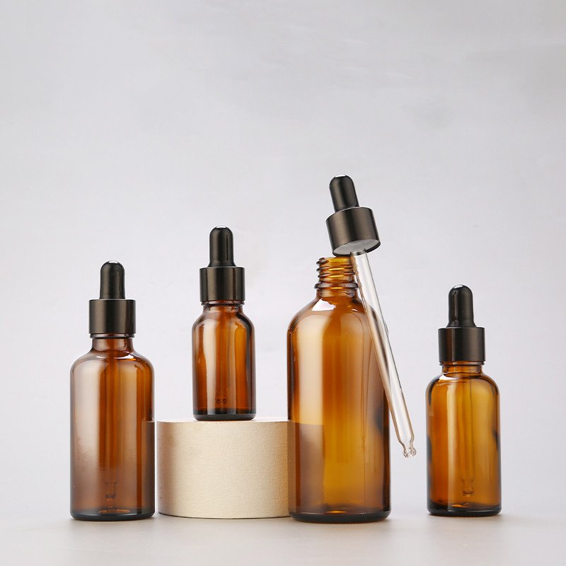 50ml 100ml Cheap Essential Oil Dropper Bottles Plastic Black Dropper Glass Bottles