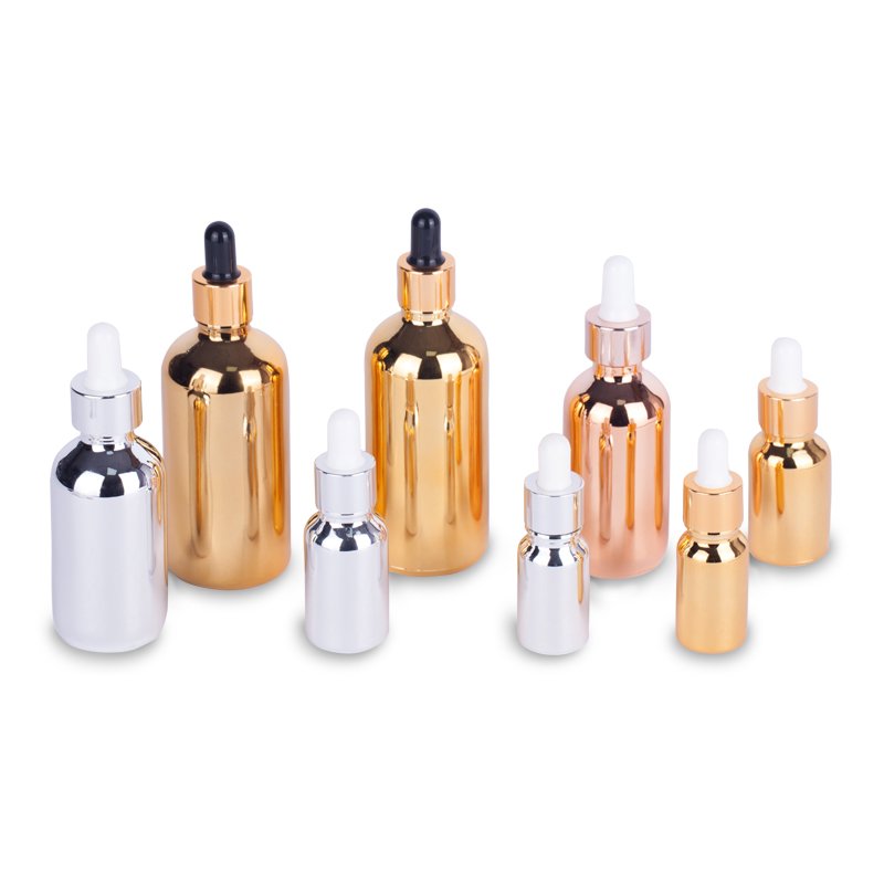 Electroplated golden oil bottle, serum bottle