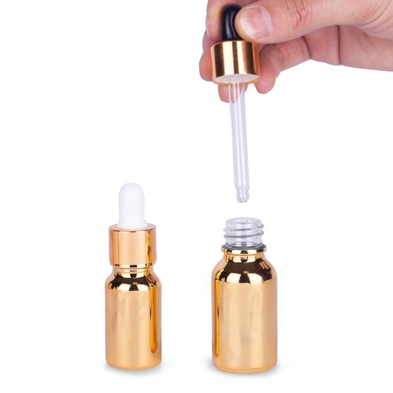 Electroplated golden oil bottle, serum bottle