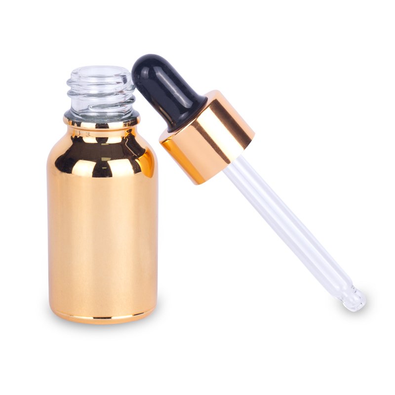 Electroplated golden oil bottle, serum bottle