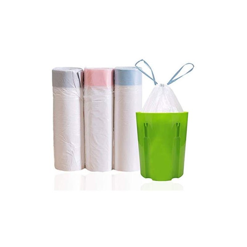 Eco heavy duty customize 100% bio degradable disposable plastic drawstring kitchen rubbish bin trash garbage bag on roll