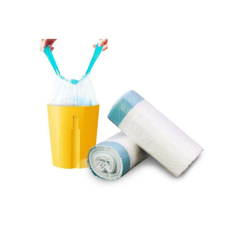Eco heavy duty customize 100% bio degradable disposable plastic drawstring kitchen rubbish bin trash garbage bag on roll
