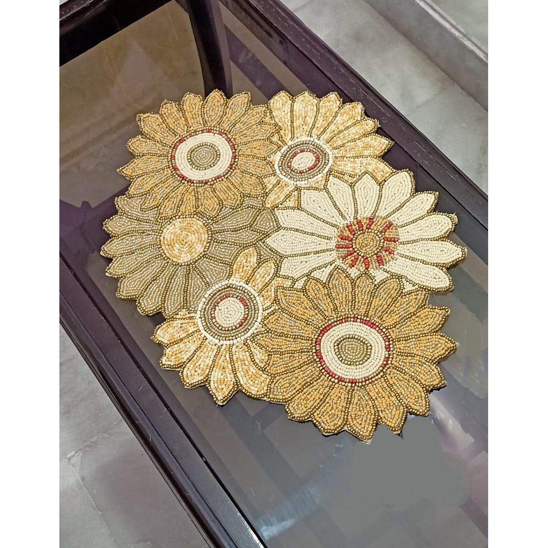 2025 New Arrival Beaded Placemat Multi-Color Design Embroidered Table Runner 13x13 Round Placemat Protect Your Dining From Stain