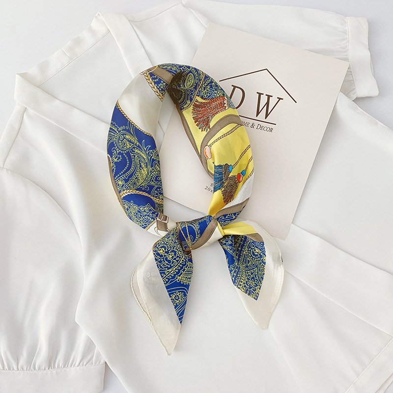 GLS016 Wholesale Luxury silk handkerchief ladies' Spring silk scarf 70*70cm black square scarves