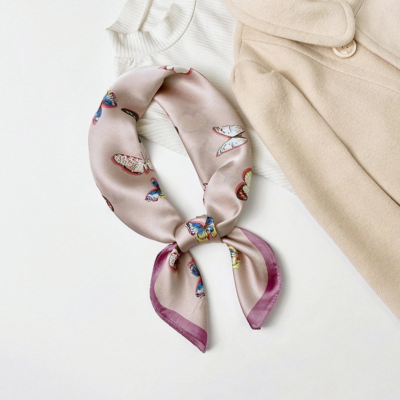 GLS016 Wholesale Luxury silk handkerchief ladies' Spring silk scarf 70*70cm black square scarves