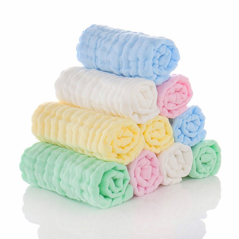 Absorbent Baby Cotton Towel Washcloths 6 Layer Burp Cloth Muslin Organic Muslin Face Cloth 5pack Baby Washcloth Set