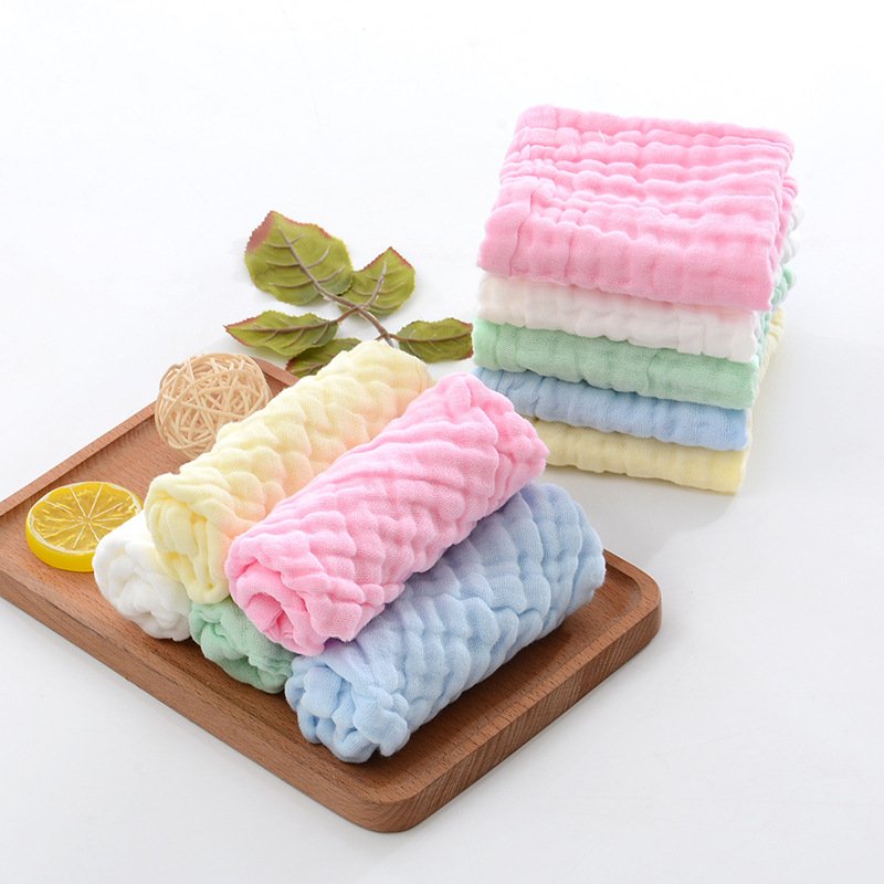 Absorbent Baby Cotton Towel Washcloths 6 Layer Burp Cloth Muslin Organic Muslin Face Cloth 5pack Baby Washcloth Set