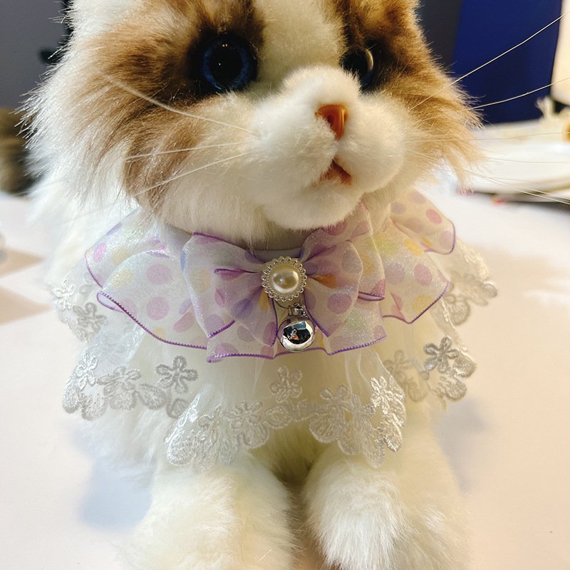 Custom Printed Small Adjustable Dog Collar Cute Soft Puppy Scarf Princess Lace Pet Handkerchief Bibs Bulk Cat Collar