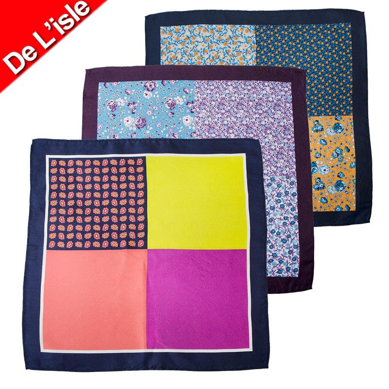 2024 New Styles Custom Design 100% Silk Pocket Squares High Quality Flower Pattern Luxury Classic Pocket Squares For Fashion Men
