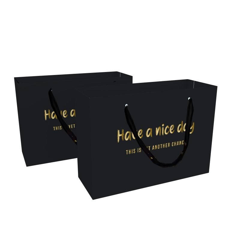 Black Soy Ink Fashion Personal Care Liquid Soap Paper Bag Gift Bag with Foil