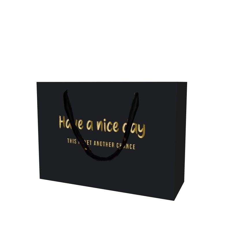 Black Soy Ink Fashion Personal Care Liquid Soap Paper Bag Gift Bag with Foil
