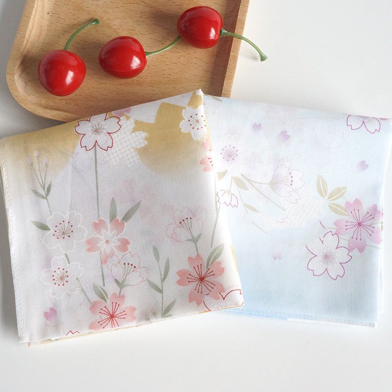 HZO-24123 Wholesale high quality women 60s cotton white edge floral printed custom handkerchief 45*45cm