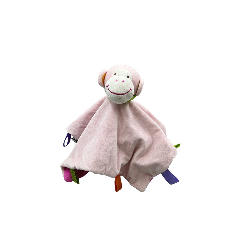 Fun Creative Soft Custom Colors Monkey Pattern Infant Grab Handkerchiefs Plush Toy For Kids Sleeping Accompaniment