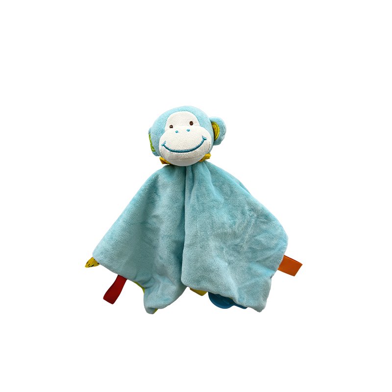 Fun Creative Soft Custom Colors Monkey Pattern Infant Grab Handkerchiefs Plush Toy For Kids Sleeping Accompaniment