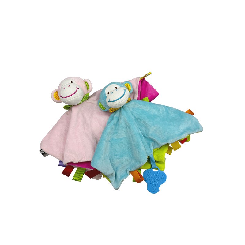 Fun Creative Soft Custom Colors Monkey Pattern Infant Grab Handkerchiefs Plush Toy For Kids Sleeping Accompaniment