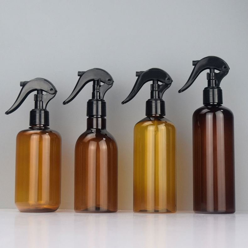 PET 300ml Brown Amber Empty Alcohol Plastic Spray Bottle Trigger Spray Bottle