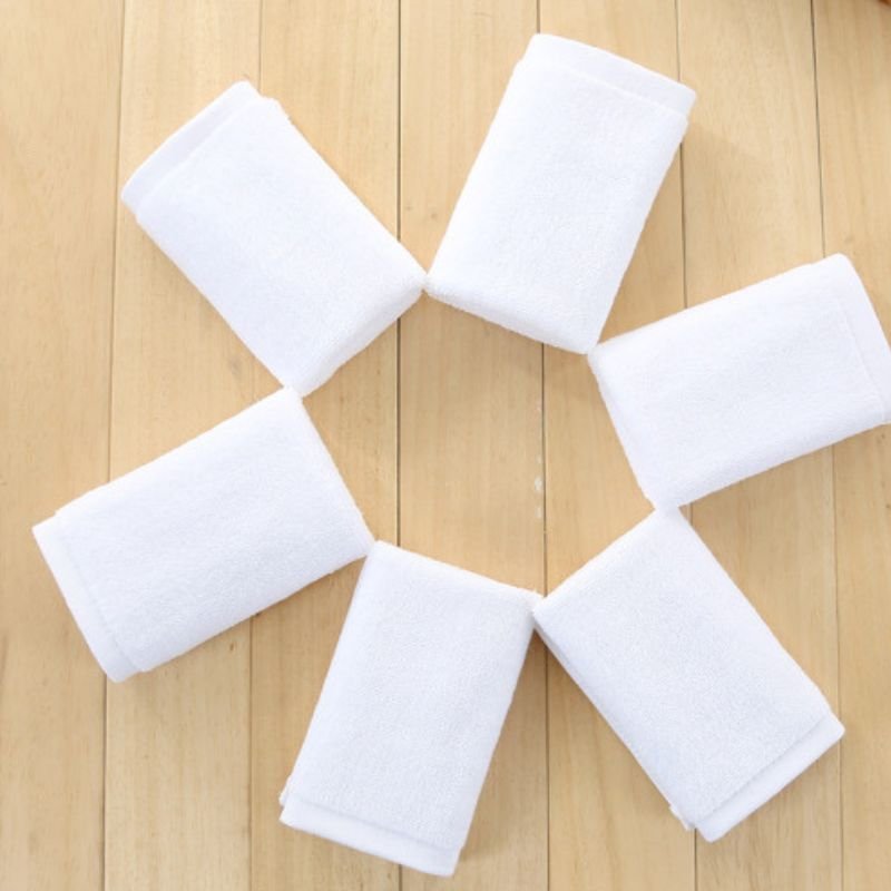 Factory Direct Selling customizable embroidery luxury 5 star hotel washcloth 100% Cotton White Small Square Face Towel for hotel