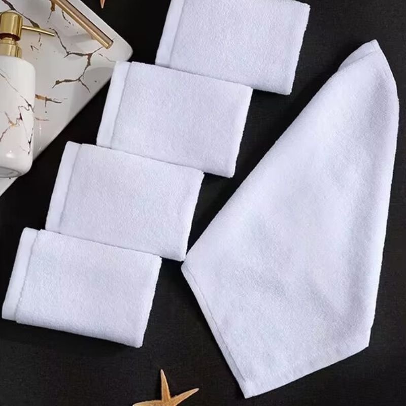 Factory Direct Selling customizable embroidery luxury 5 star hotel washcloth 100% Cotton White Small Square Face Towel for hotel