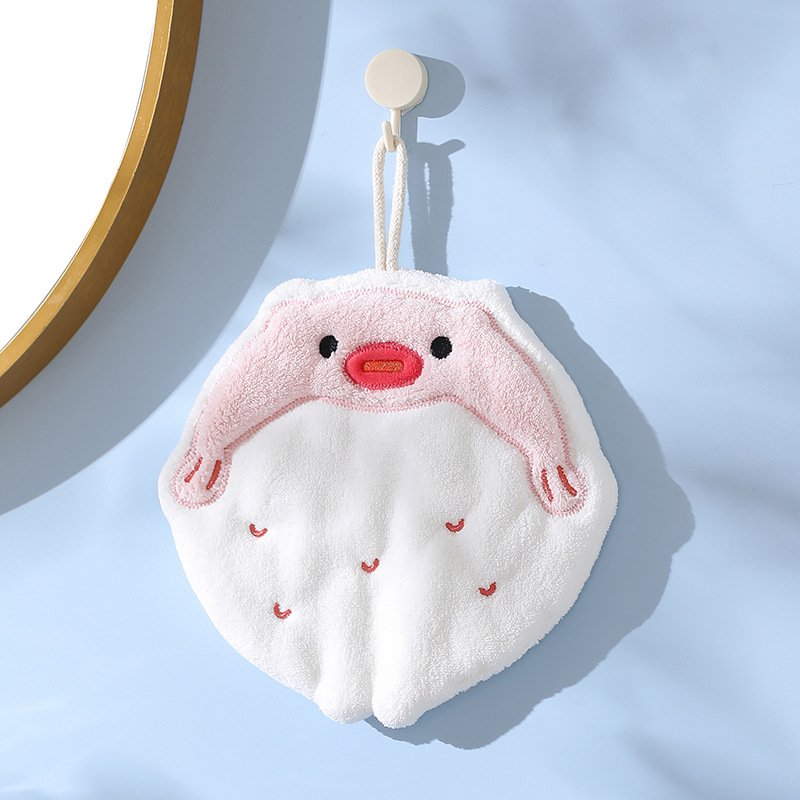 Wholesale Embroidery LOGO Ocean Hanging Style Hand Towel Coral Fleece Absorbent Kitchen Bathroom Dual-use Handkerchief