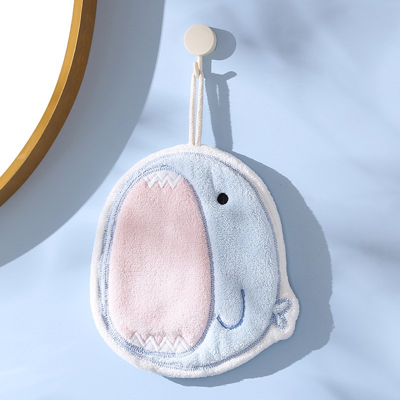 Wholesale Embroidery LOGO Ocean Hanging Style Hand Towel Coral Fleece Absorbent Kitchen Bathroom Dual-use Handkerchief