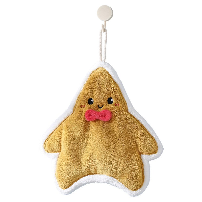 Wholesale Embroidery LOGO Ocean Hanging Style Hand Towel Coral Fleece Absorbent Kitchen Bathroom Dual-use Handkerchief