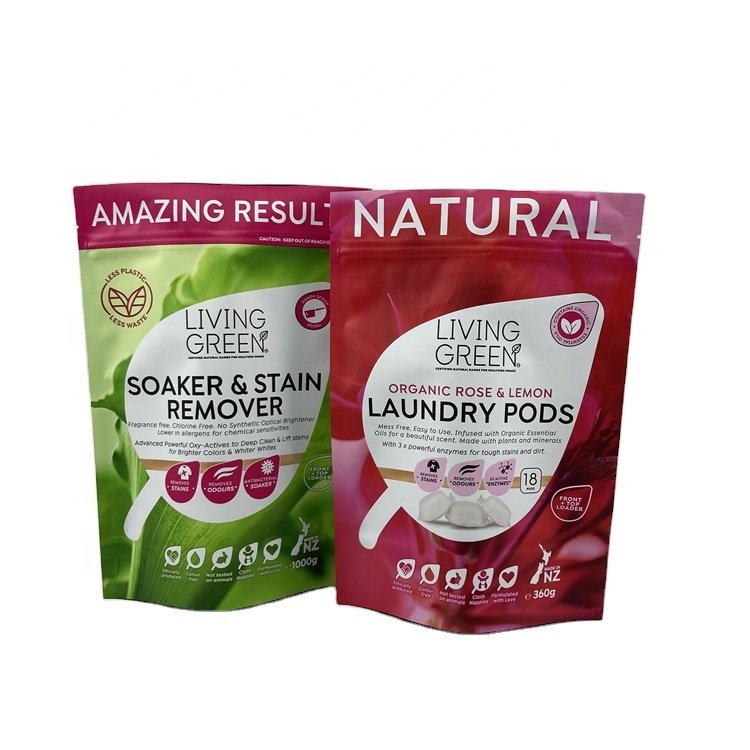 Custom Printing Plastic Laundry Detergent Bag 360g 500g Laundry Pods Packaging Recycled Doypack