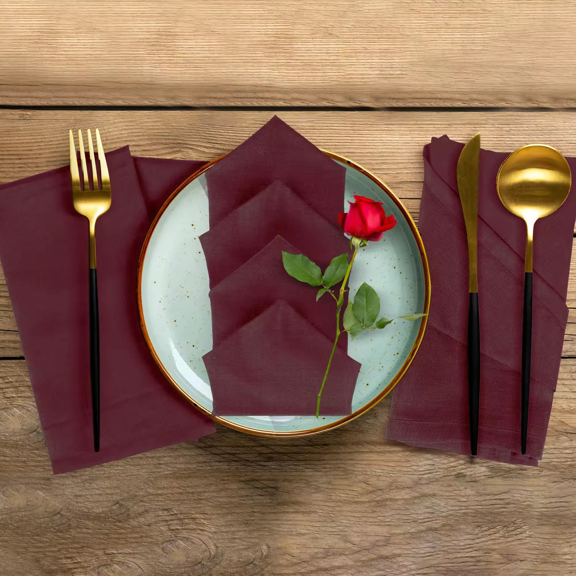 Hot Sale 20 Inches Burgundy Satin Napkins Soft Handkerchief Wedding Banquet TableCloth Dinner Decoration Custom Napkins
