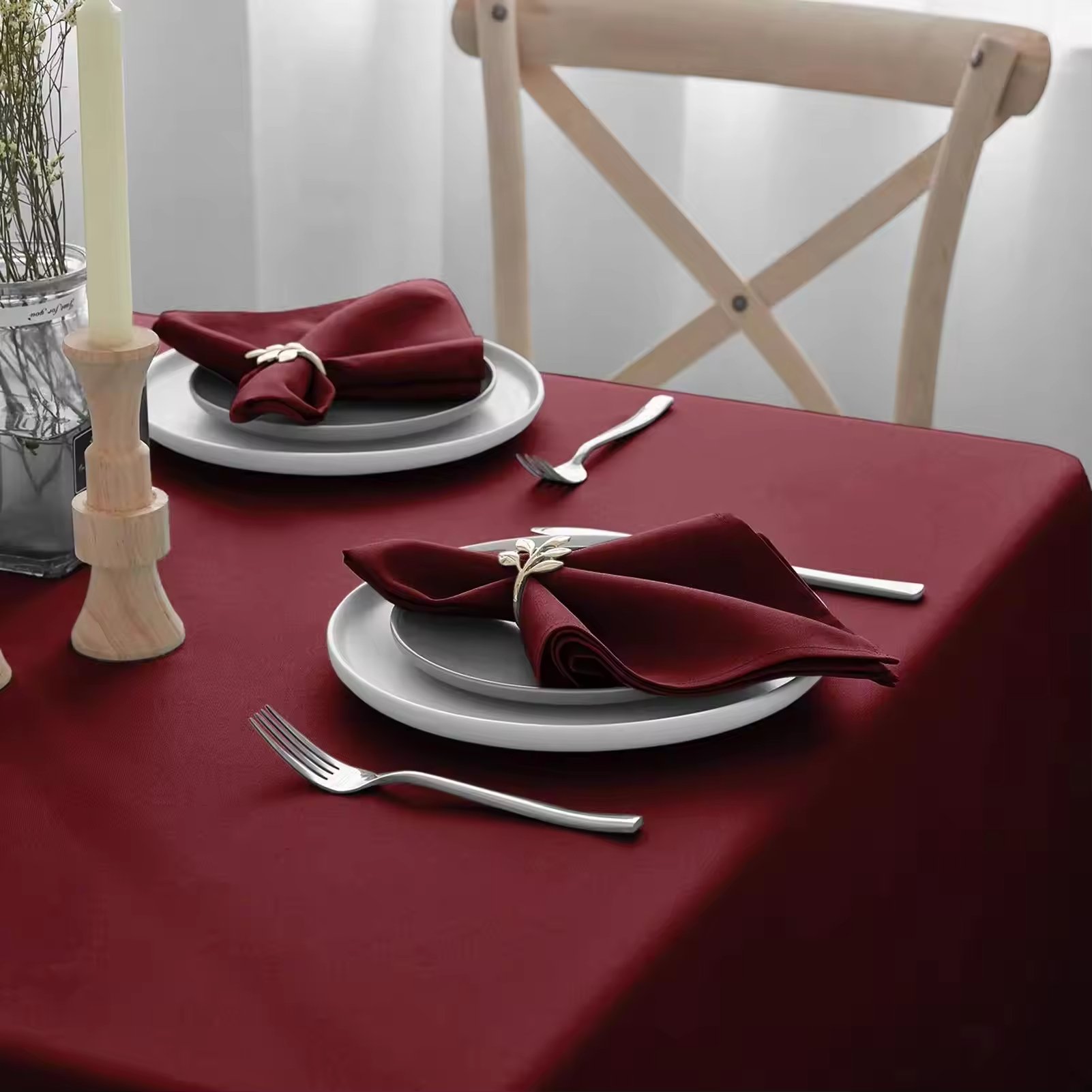 Hot Sale 20 Inches Burgundy Satin Napkins Soft Handkerchief Wedding Banquet TableCloth Dinner Decoration Custom Napkins