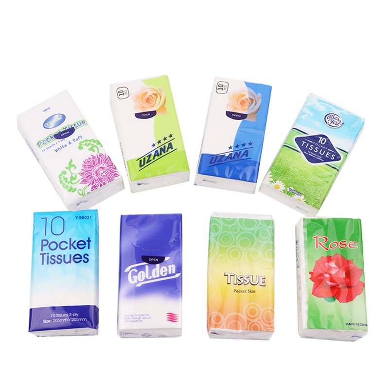 10 Packet Tissue Pocket Handkerchiefs Facial Tissue Interfolded Tissue Paper Towel Wood Pulp Original 3 Ply Accept OEM 10sheets
