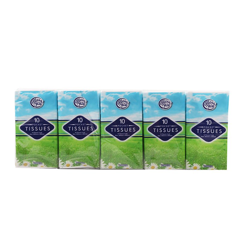 10 Packet Tissue Pocket Handkerchiefs Facial Tissue Interfolded Tissue Paper Towel Wood Pulp Original 3 Ply Accept OEM 10sheets