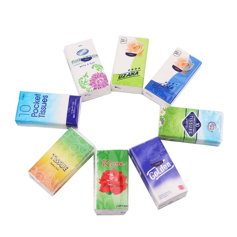 10 Packet Tissue Pocket Handkerchiefs Facial Tissue Interfolded Tissue Paper Towel Wood Pulp Original 3 Ply Accept OEM 10sheets