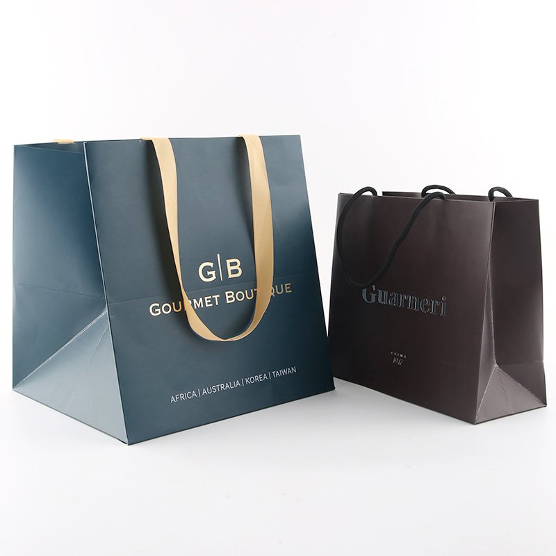 Retail Kraft Ribbon Clothing Packaging Luxury White With Gift Shopping Own Handle Bag personalized jewelry Paper Black gift bag
