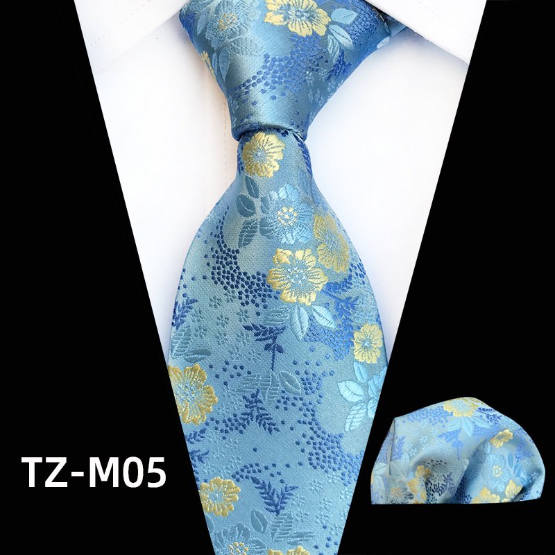Wholesale Silk Jacquard Men's Suit Tie Floral Necktie With Pocket Square Set Custom Necktie Handkerchief For Wedding Business