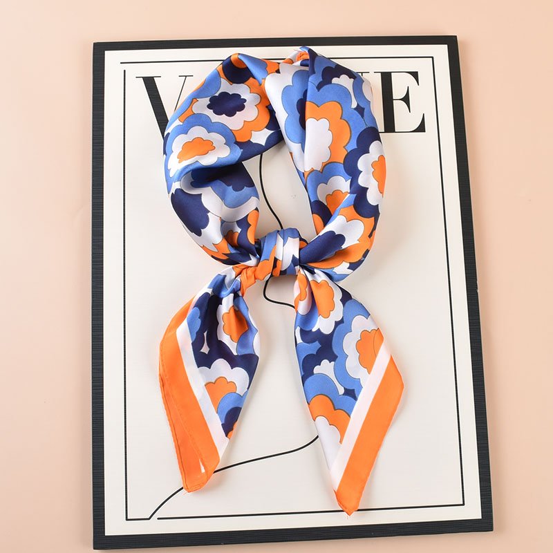 QL Silk Square Scarf Women Satin Shawl Wrap Hijab Female Hair Band Wrist Luxury Head kerchief flower 70*70cm Echarpe Bandana