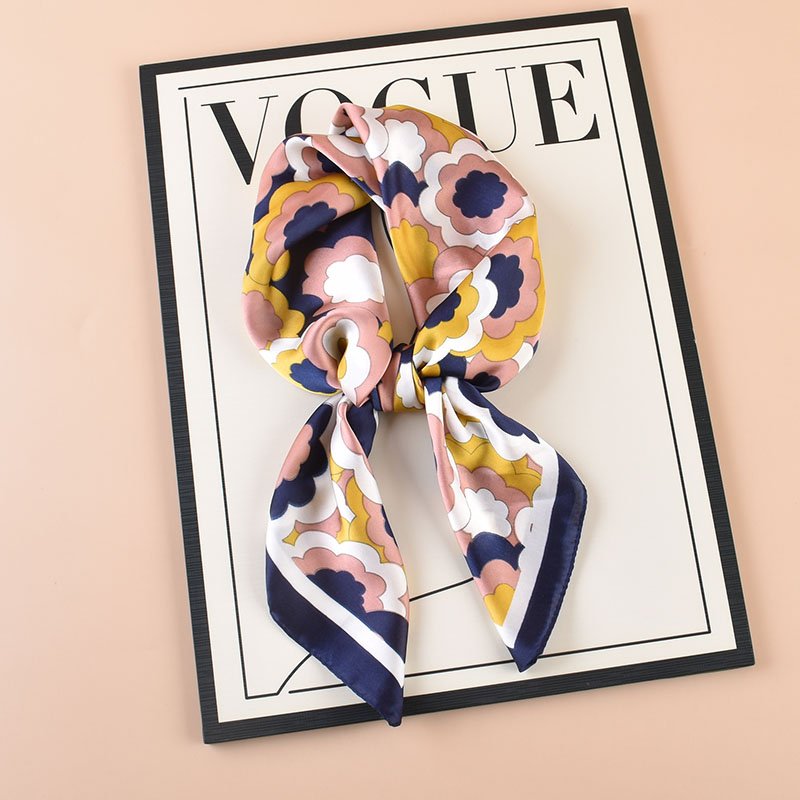 QL Silk Square Scarf Women Satin Shawl Wrap Hijab Female Hair Band Wrist Luxury Head kerchief flower 70*70cm Echarpe Bandana